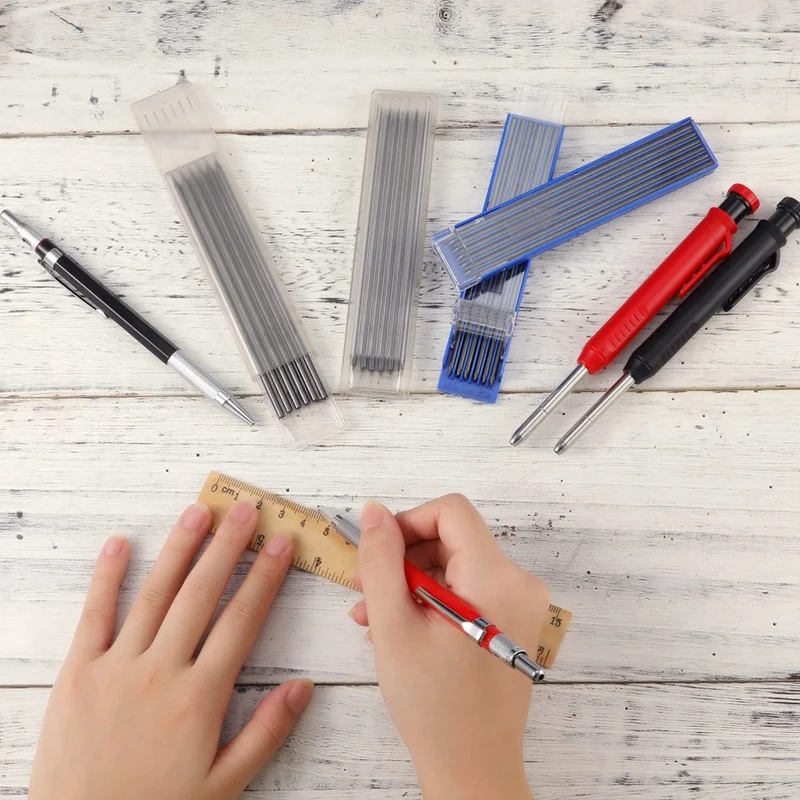1 Set Carpentry Pencil Mechanical Pencil Woodworking Pencil Kit With Built-In Pencil Sharper