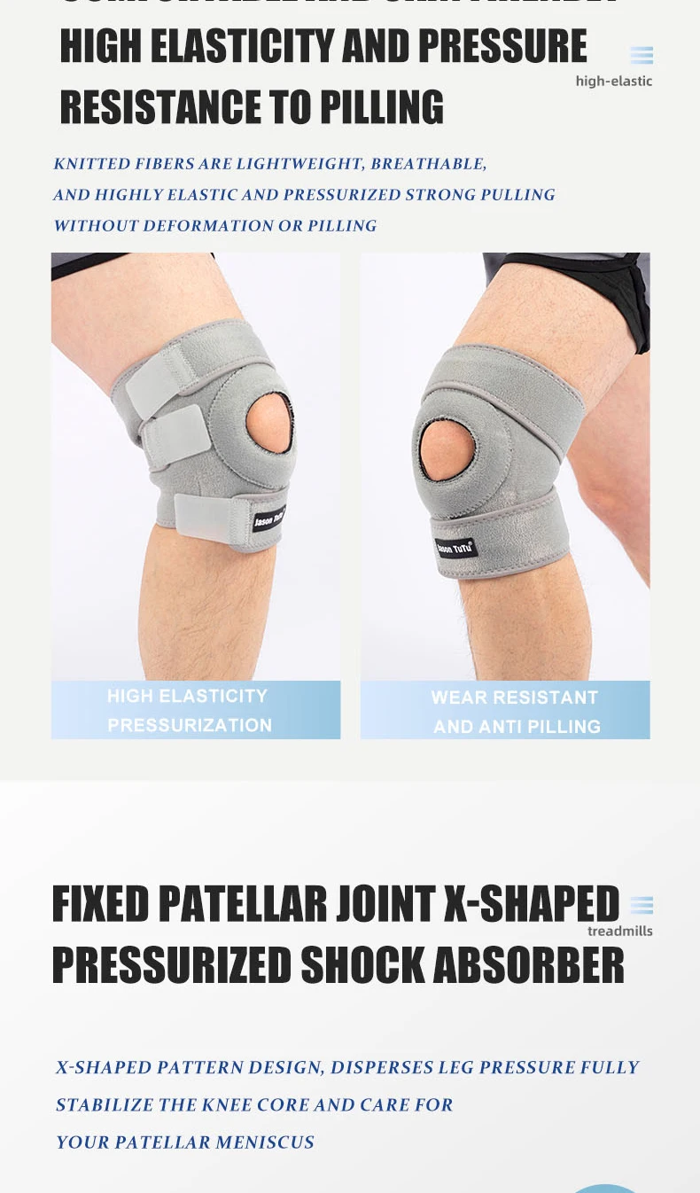 1-teilige Kniestütze mit offenem Patella-Design und verstellbarem Klettverschluss für Laufen, Radfahren, Aerobic, Fitness ﻿ – Detail 4