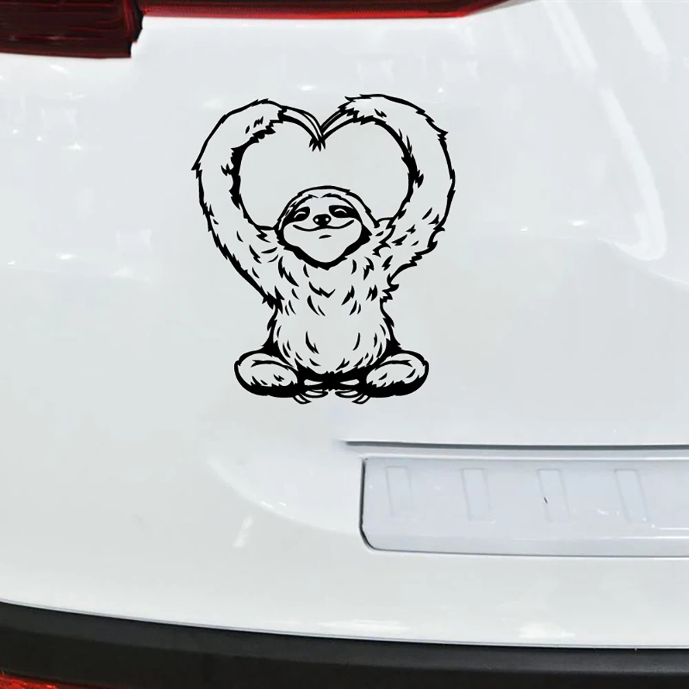 Happy Sloth Making Heart Arms Car Window Cup Vinyl Art Stickers Cute Animal Sloth Decal Laptop Sticker For Apple Macbook Decor