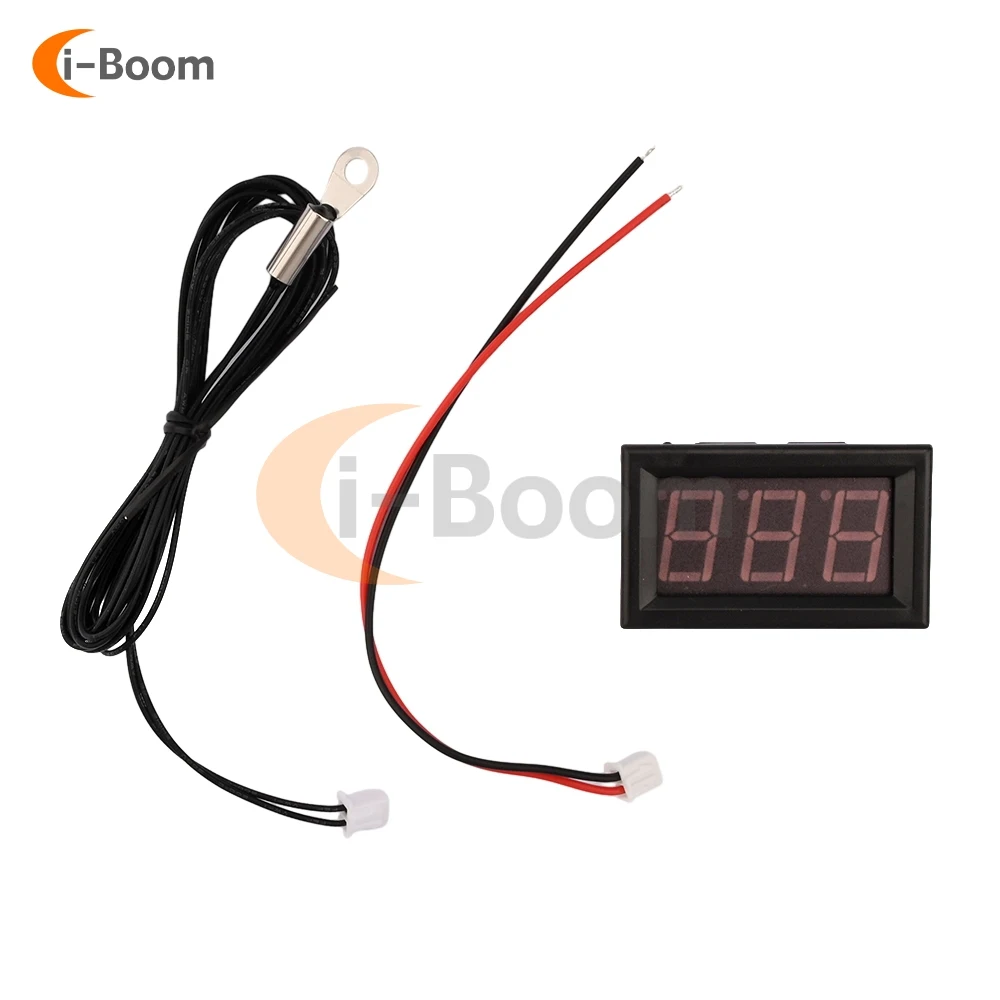 Digital Thermometer LED Display Fahrenheit Centigrade DC 4-28V High Accuracy Temperature Gauge Sensor with Waterproof NTC Probes