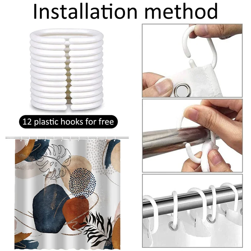 A47F-シャワーカーテン防水生地自由奔放に生きるバスカーテンホームバスルームカーテンフックアクセサリー