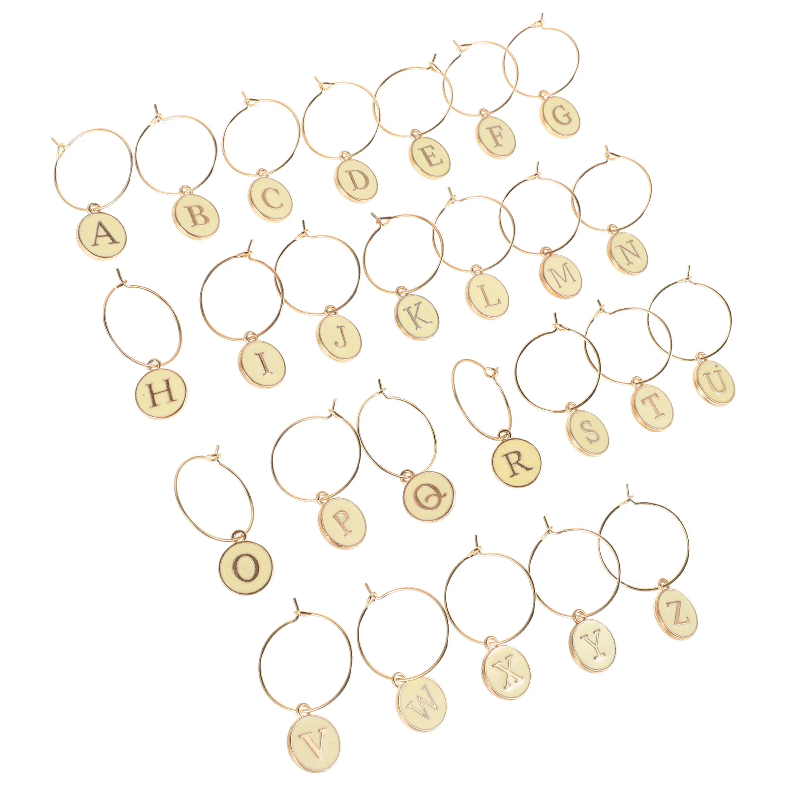 

26Pcs Alphabet Wine Charms Glass Markers Reusable Drink Tags for Parties Gatherings Bottle Identification Zinc Alloy Decorations