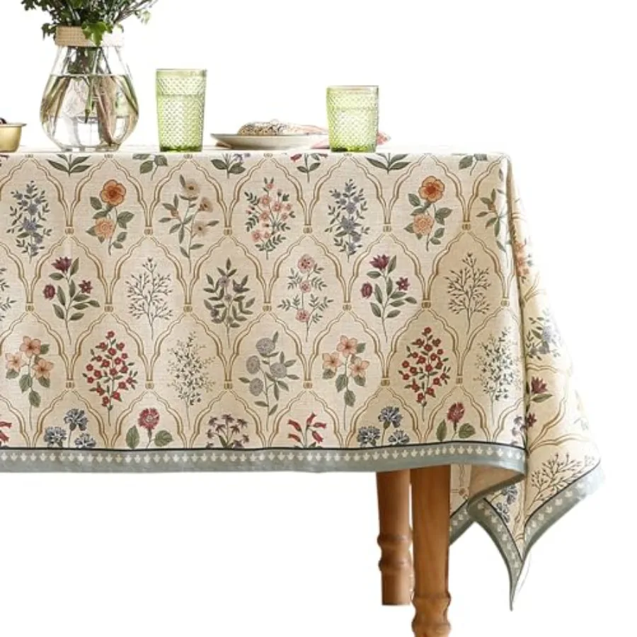

Designer Small Square Tablecloth Western Linen Colorful Floral Indoor Table Cloth Wrinkle Resistant Decor Tablecloths for Dinin