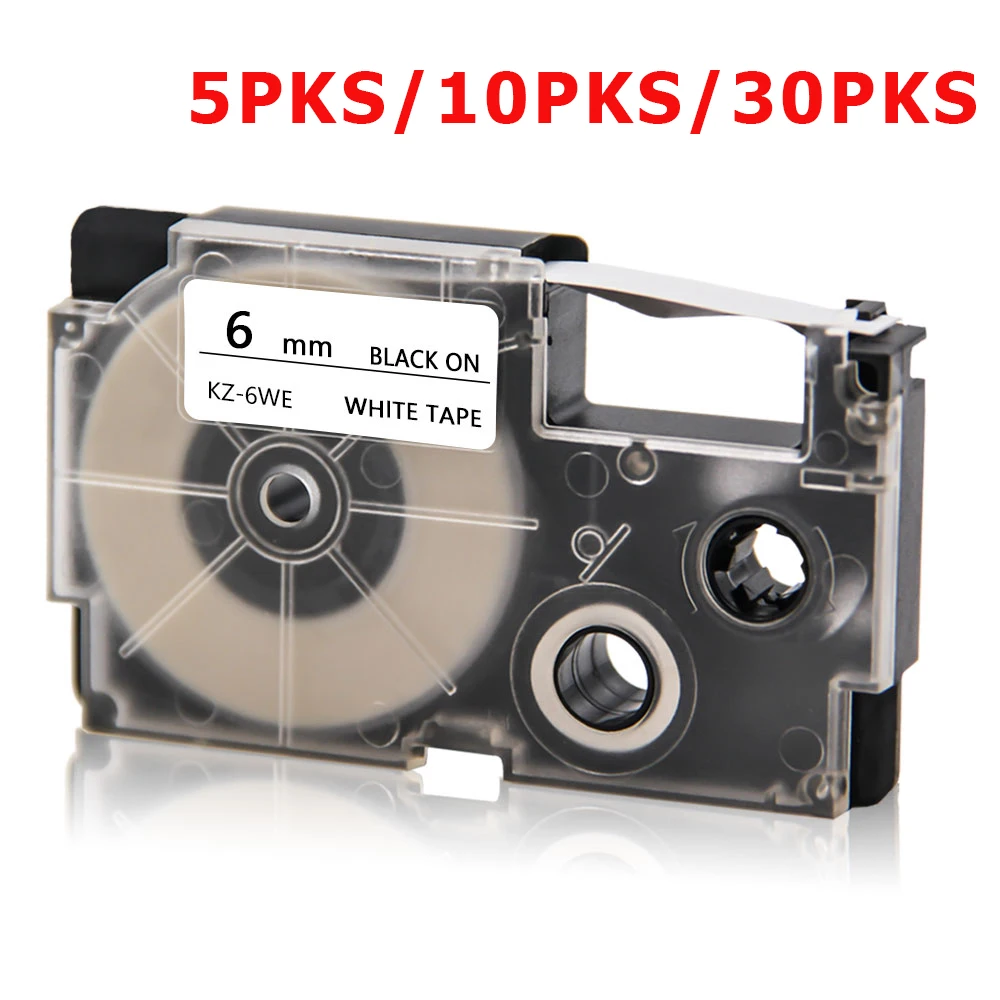 

5PK/10PK/30PK XR-6WE XR6WE 6mm black on white Labels Compatible for Casio KL-60 KL-100 KL-820 KL-120 Printer