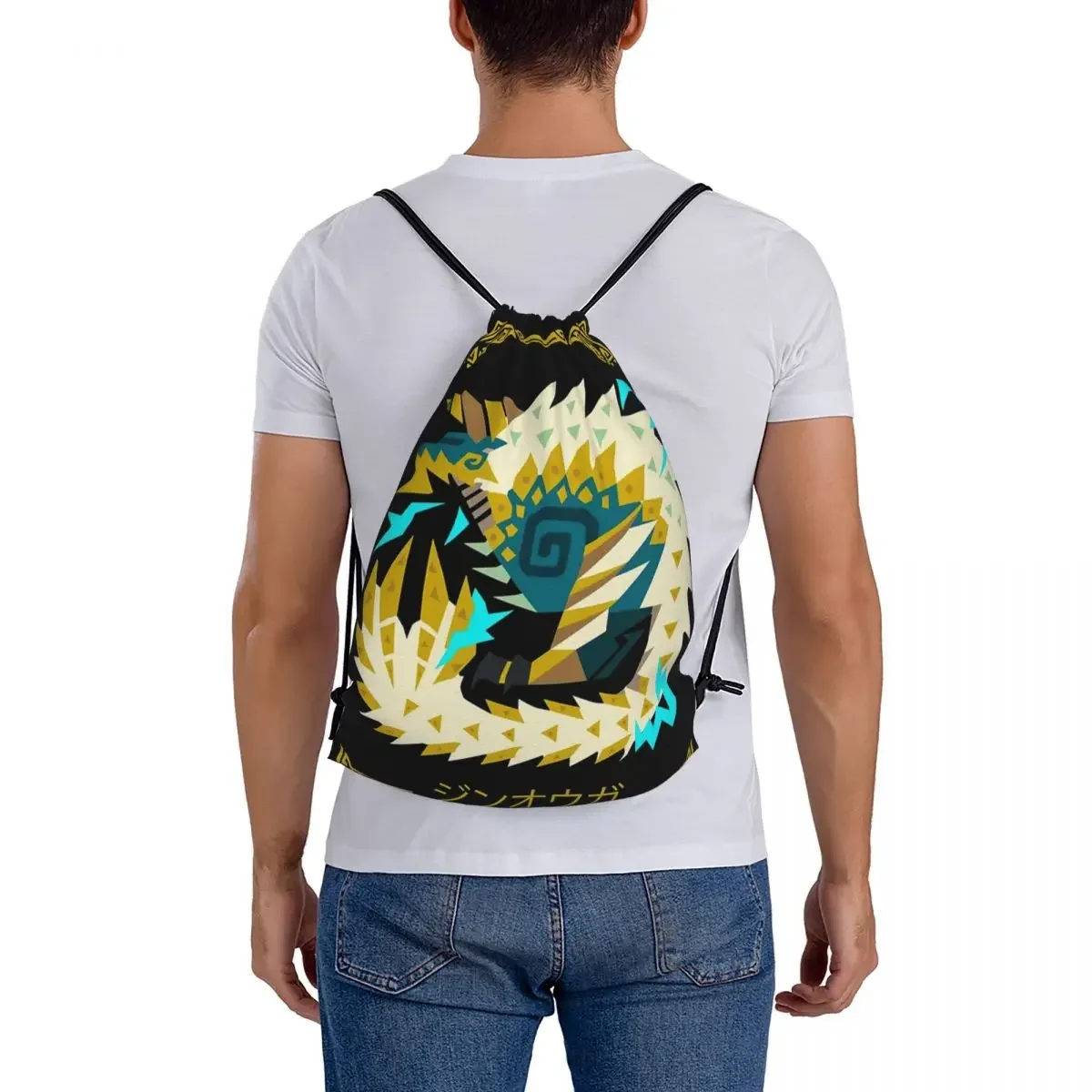 Mochilas zinogre-fanged Wyvern multifunción, bolsas portátiles con cordón, paquete de cordón, bolsa deportiva de bolsillo para la escuela de viaje