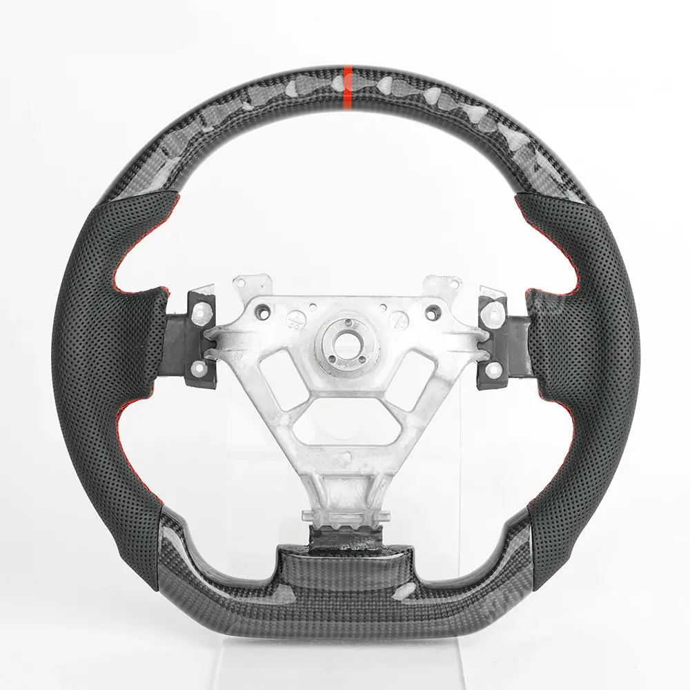 สําหรับ Nissan 350z คาร์บอนไฟเบอร์พวงมาลัยหนัง Fit สําหรับ 350z 2003-2008 ด้านล่างแบน Racing ล้อ