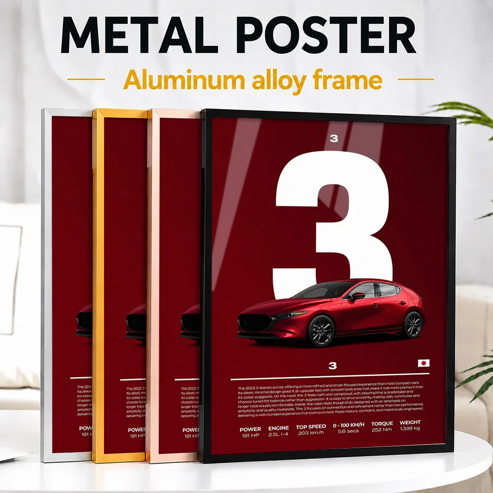 Japan 3 Car Metal Poster With Aluminum Alloy Frame Personalized Photo Neon Street Style Wall Art For Garage Memorable Fan Gift