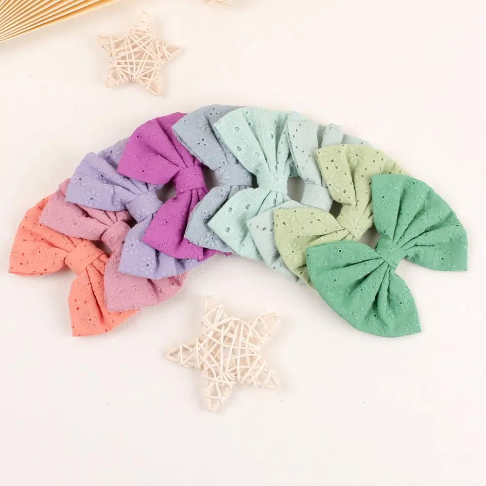 CN 3Pcs 4.5 inch Sailor Hair Bow Hair Clips for Baby Girls Cotton Linen Hair Bows Barrettes Kids Hairbow Accessories Hairgrips