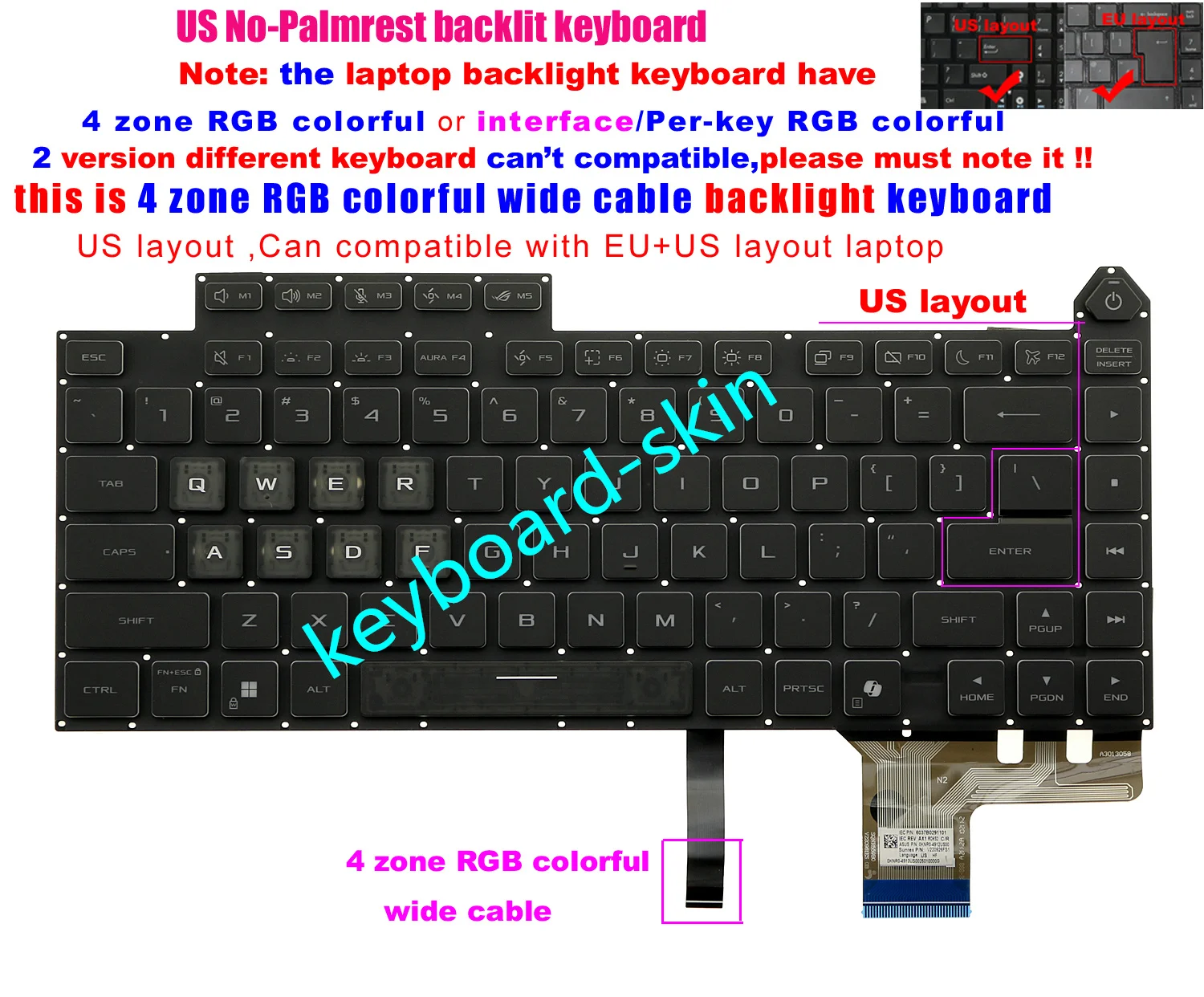 New RGB / interface US Backlit Keyboard For ASUS ROG G16 G615 G615J G615JV G615JVR G615JZR G635 G635J G635JZR G635JY G635JYR
