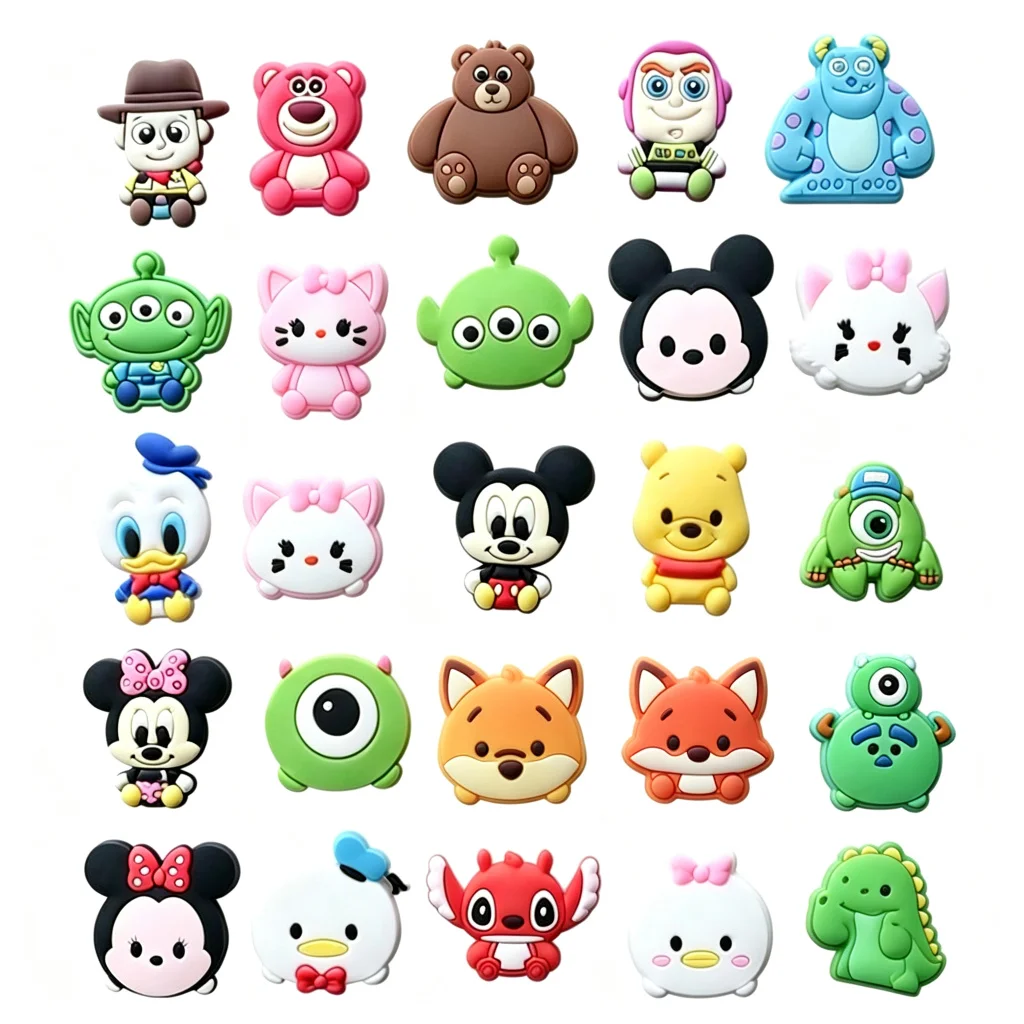 25Pcs Cute Mesuca Cartoon Shoe Charms Set, 3D PVC Clog Charms for Shoes, Colorful Character Shoe Accessories, Fun DIY Decorations for Kids, Teens & Adults