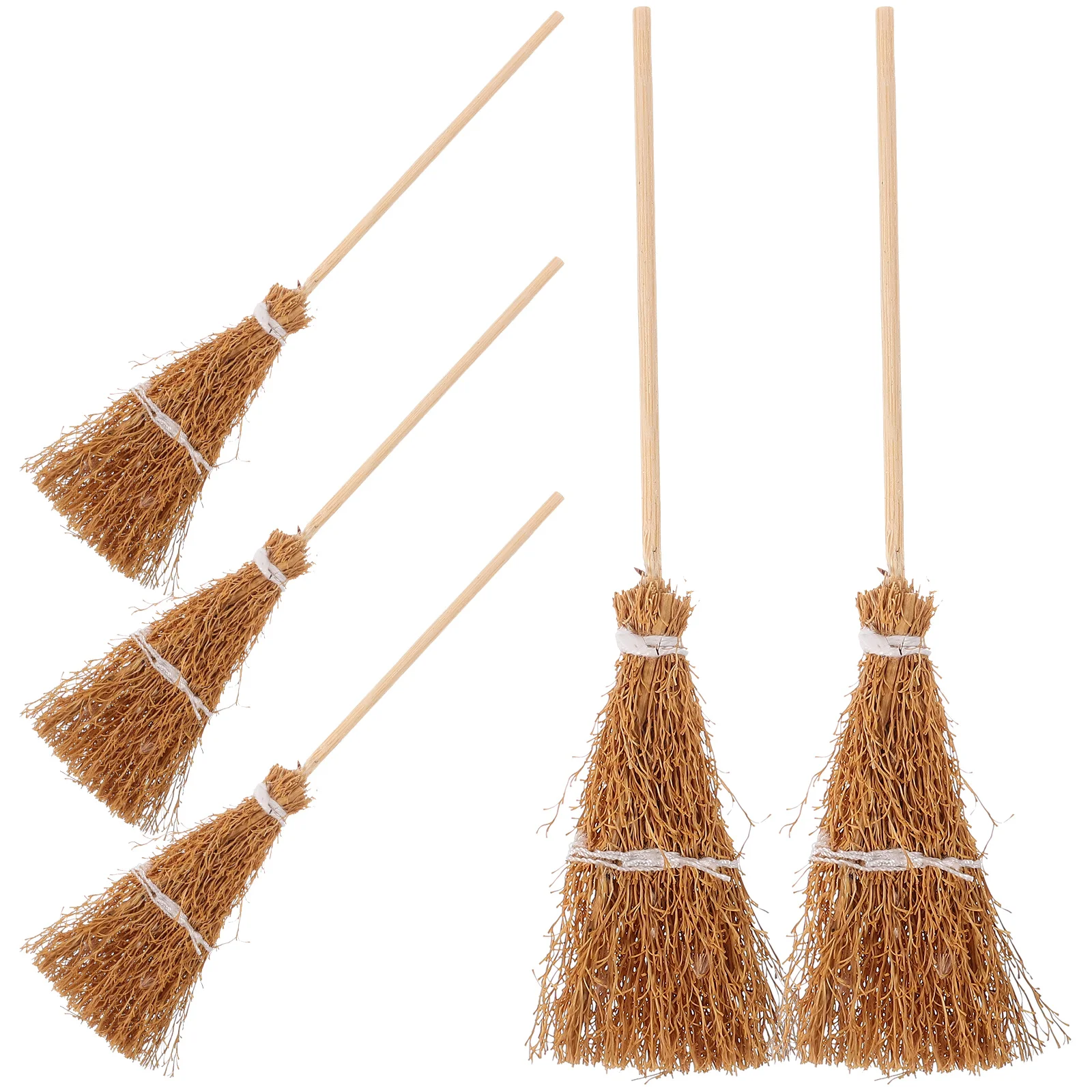 5 Pcs House Broom Mini Hand-woven Lovely Props Artificial Halloween Ornaments Model Dollhouse Decor