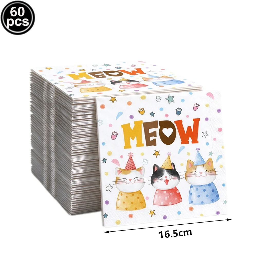 Cute Cat Theme Party Tableware, Plates, Cups, Napkins