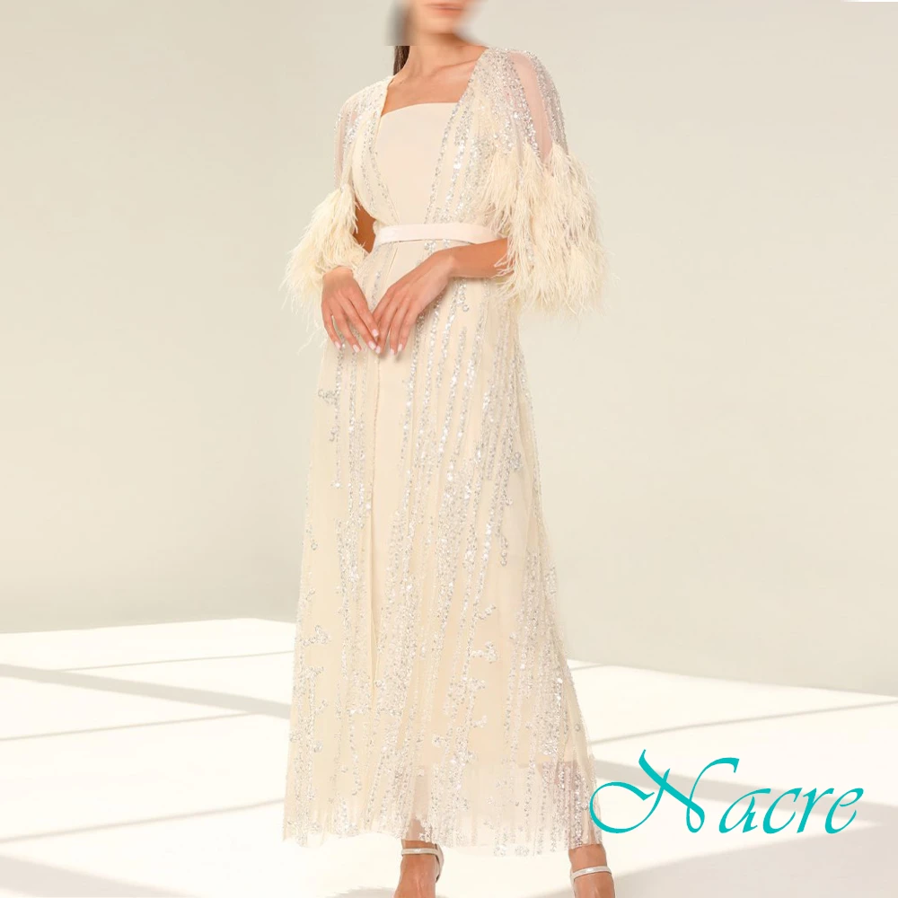 تخصيص أزياء ساحة طوق مساء اللباس حساسة طويلة الأكمام فساتين حفلة موسيقية مزاجه مطرزة فساتين المناسبات الخاصة