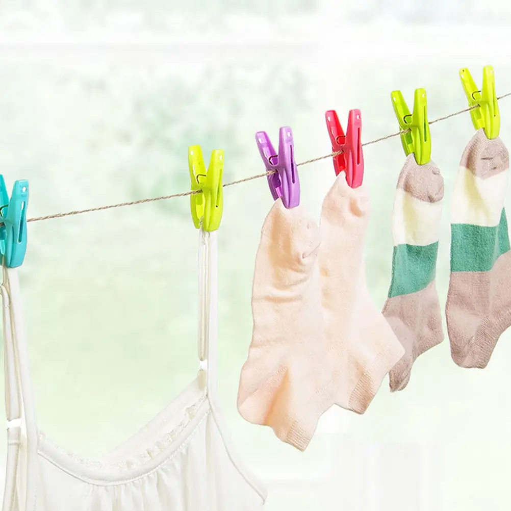 

Набор из 60 ветрозащитных пластиковых прищепок для сушки белья, носков, для балкона и двора, с гладкими краями и нескользящими зубцами, для хранения