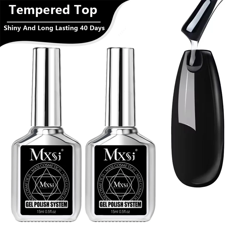 MXSI 15ml Tempered Top Coat Bright Effect Long Wear Color Natural Base Coat Nail Gel Polish High Quality TopCoat Gel Varnish