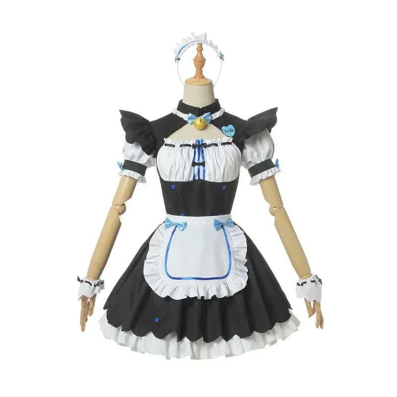 Disfraz de Cosplay de vainilla en Stock, vestido de sirvienta, traje de sirvienta NEKOPARA Chocola Vanilla OVA, uniforme de juego de sirvienta, gato Neko, chica y mujer