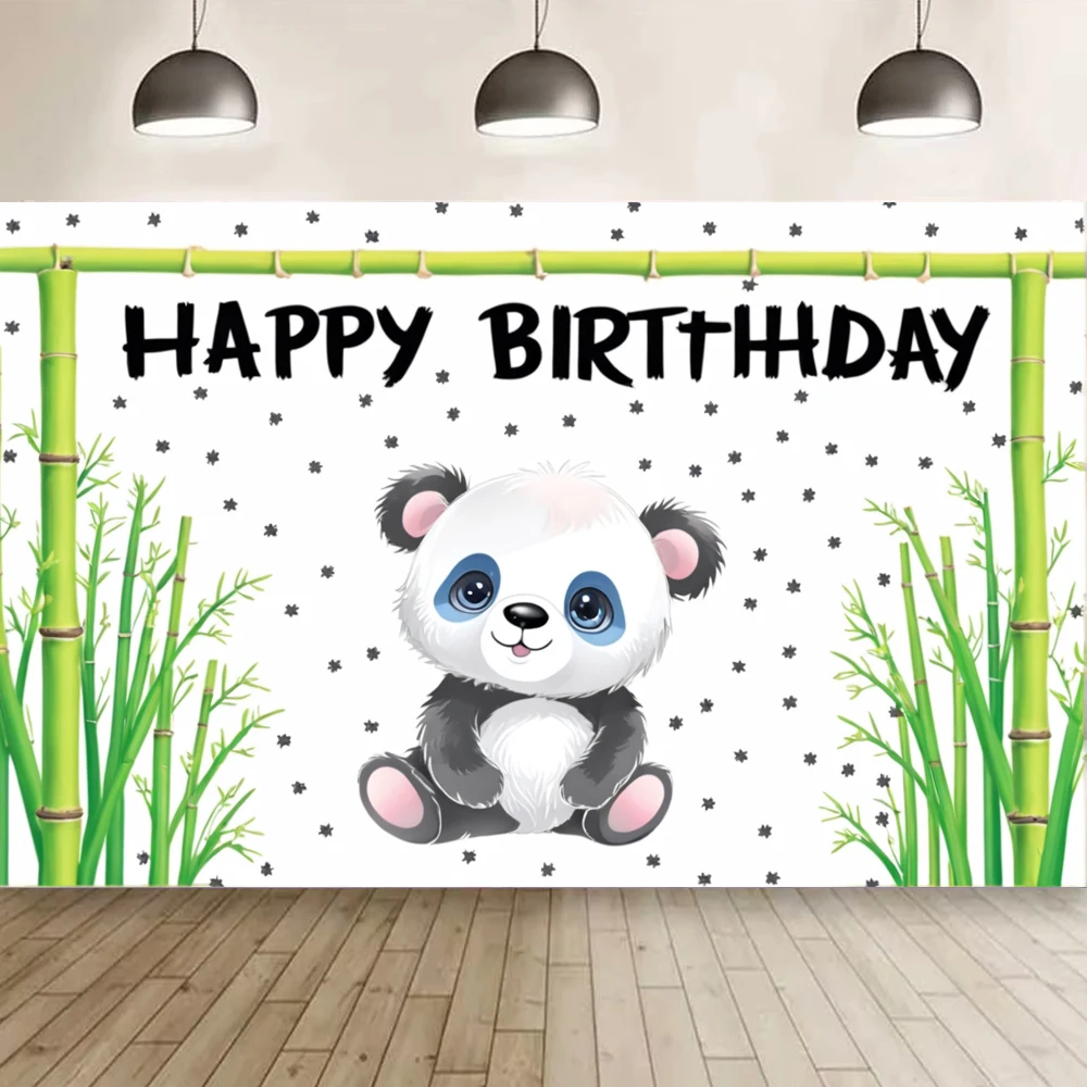 Cartoon Bamboo Panda Birthday Background Kids Boys Girls Birthday Party Supplies 180*110cm Banner Baby Shower Photo Background