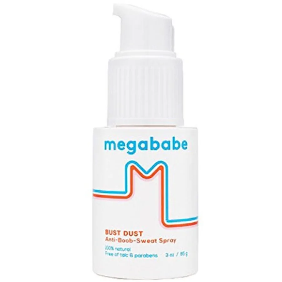 

Megababe Sweat Absorbing Body Powder - Bust Dust, with Applicator Pump, Summer and Hot Weather Must-Have, Talc-Free, All Natura