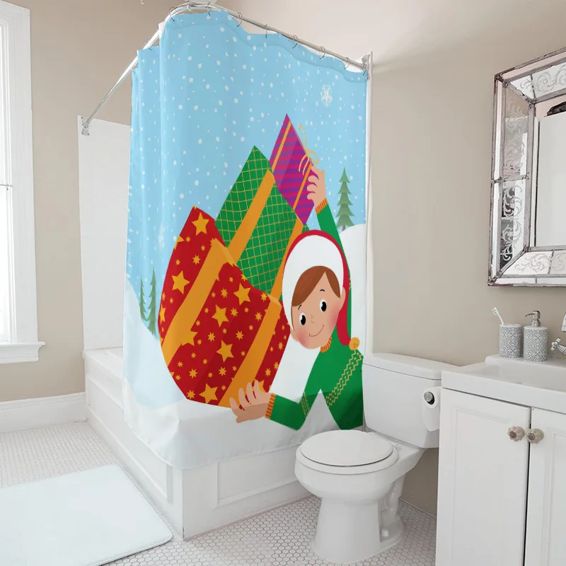TU rideau de douche de noël, décor de vacances festif, ensemble de salle de bain étanche, motif joyeux noël, toile de fond, décoration de maison de vacances Fe