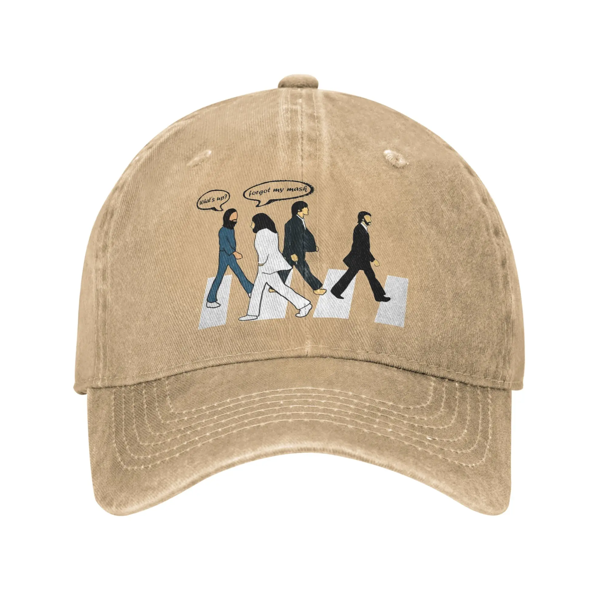 Boné de Beisebol B-Beatles Estiloso com Efeito Desgastado Abbey Road John Forgets His Mask Boné de Sol Unissex Presente