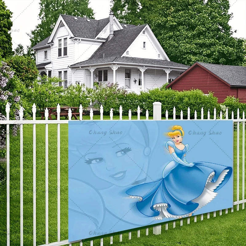 Disney Blue Dress Blonde Princess Backdrop Girls Birthday Party Decor Photo Background Cinderella Banner Baby Shower Photocall