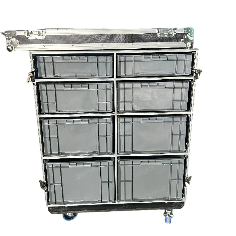 Customized 8 Units Plastic Drawers Box Storage Cabinet Tool  Flight Road Case