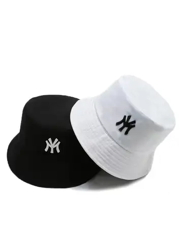 Unisex Letter Embroidery Personality Two-sided Bucket Hats Fishermen Caps Outdoor Casual Cap Sunscreen Hat