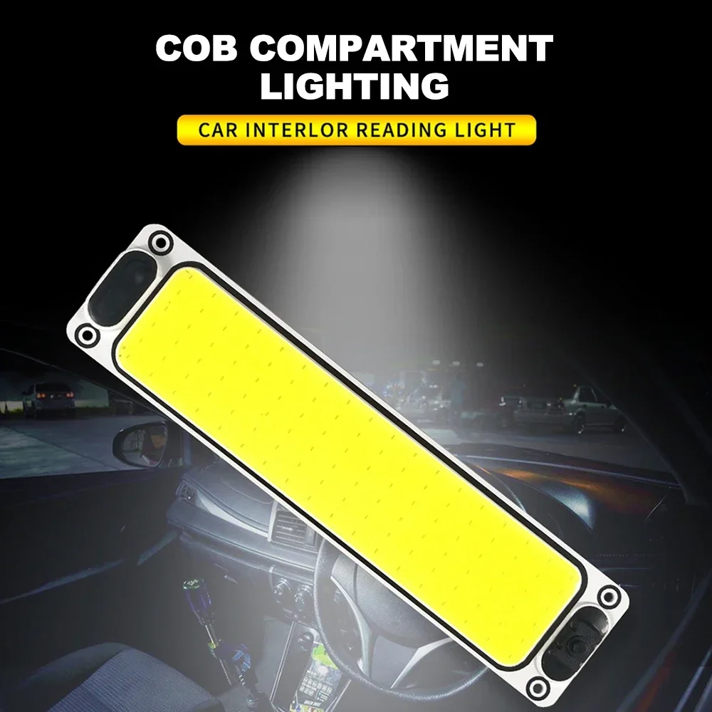 Panel de luz Led Cob 108 SMD para Interior de coche, lámpara de techo con cable, 1 piezas, blanco, 12v, 24v