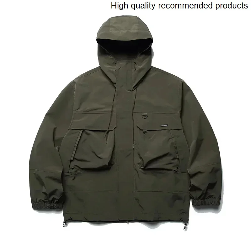 

Tooling Men Outdoor Waterproof Loose Hooded Coat Cityboy Japanese Korean Streetwear Fashion Fishing Camp Cargo Jacket Outerwear