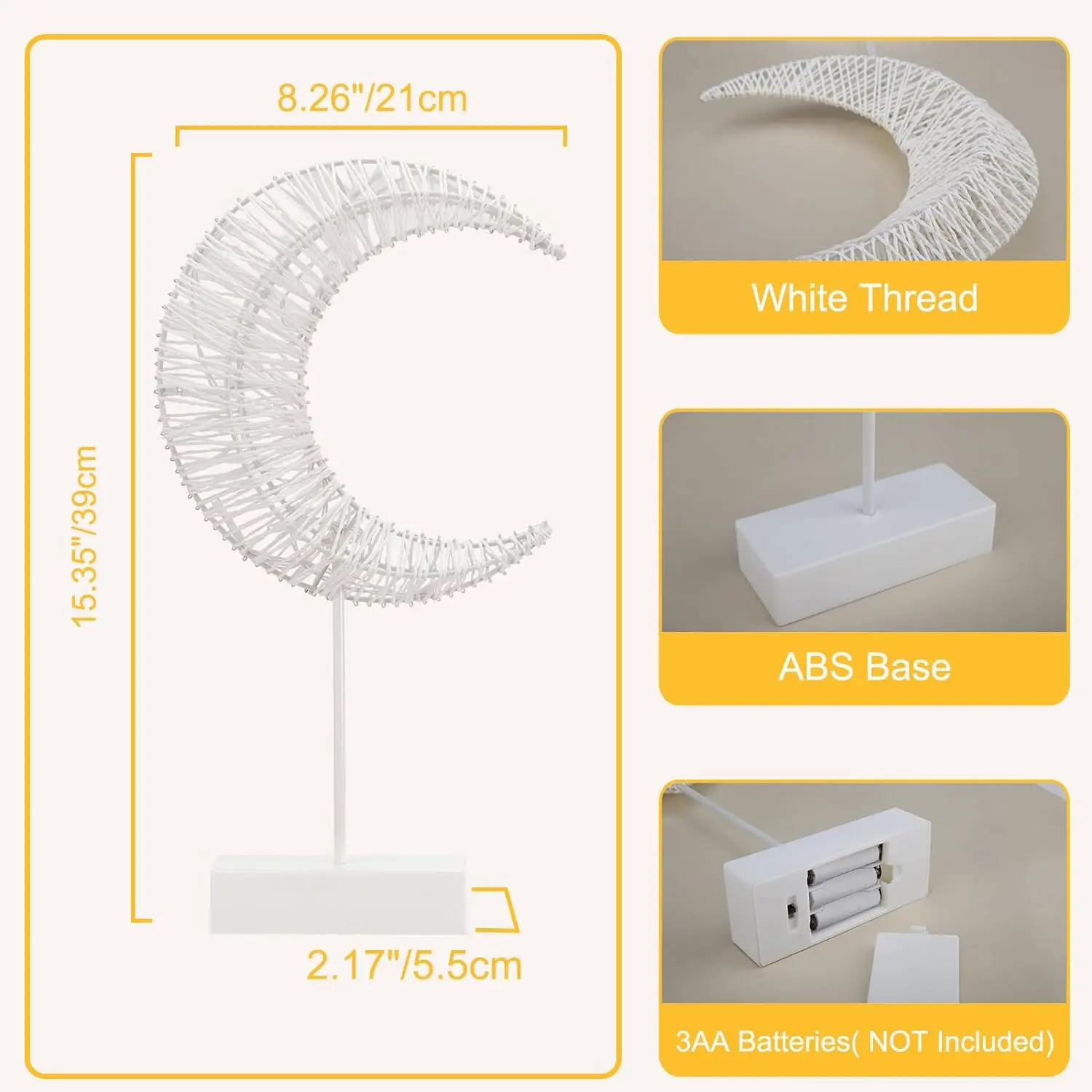 Battery Powered Star Moon Shaped Lamp, Bright LED Light Wrapped Iron Frame Christmas Family Bedroom Romantic Bedside Table Light view 5