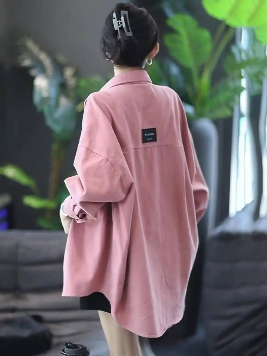 

Casual Oversized Women's Shirt Spring Autumn Versatile Fashionable Korean Style Long Sleeve Outerwear Commute Wind Resistant