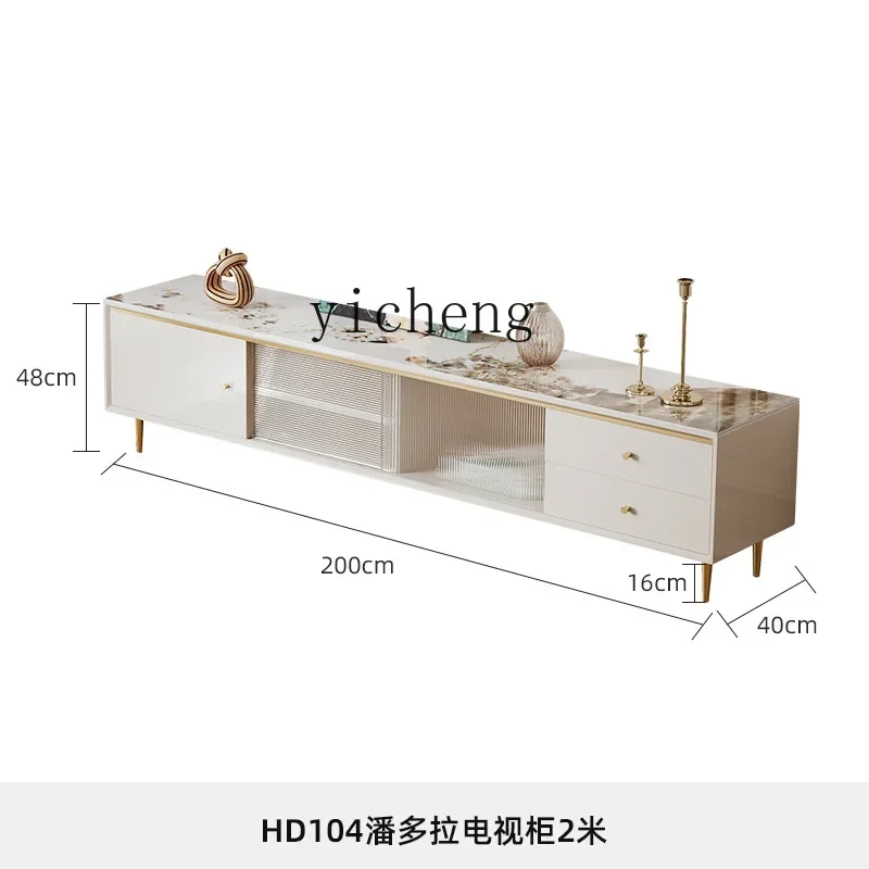 Light Luxury Stone Plate TV Cabinet and Tea Table Combination Nordic Living Room Small Apartment Modern