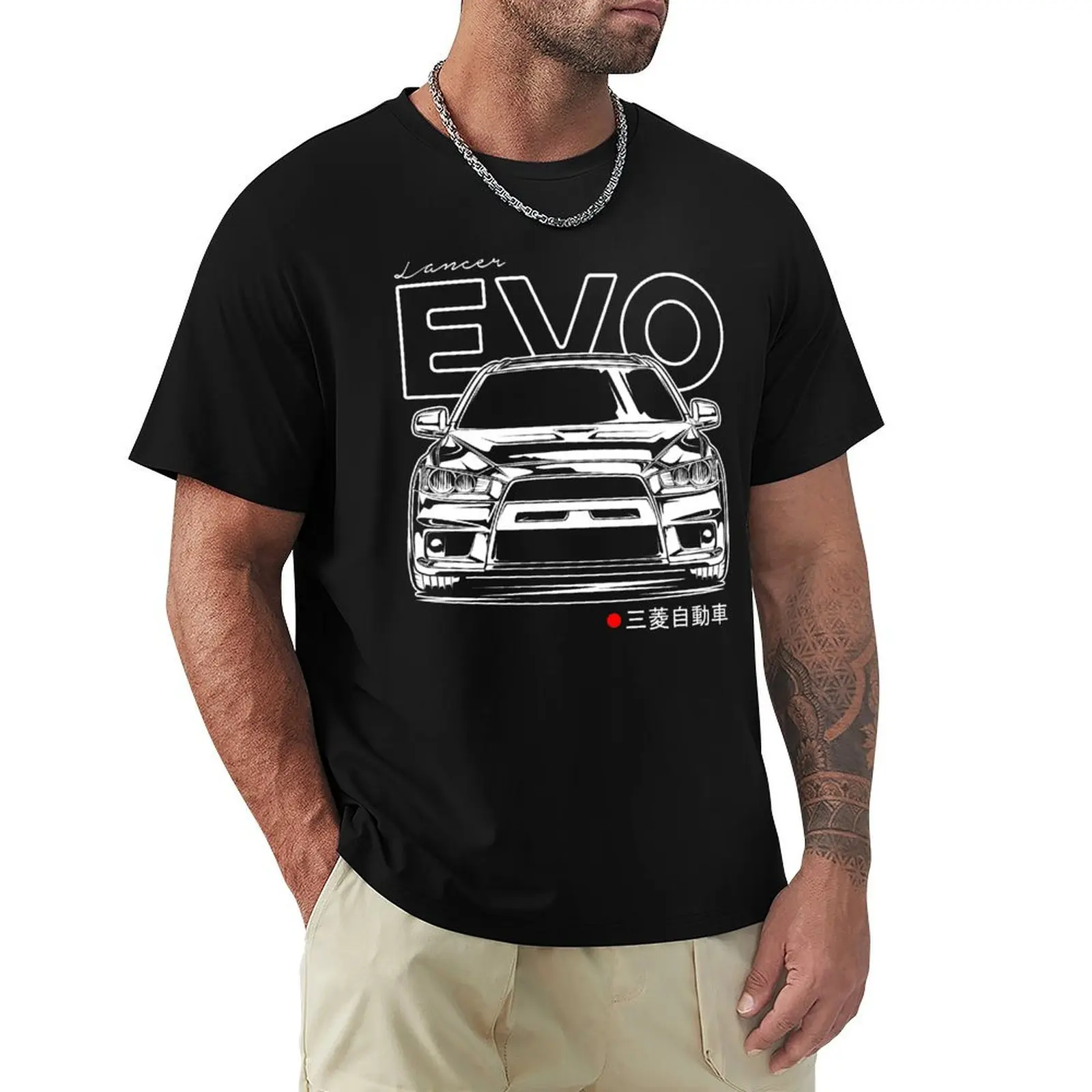 Lancer Evolution X (White Print) T-shirt summer clothes sublime hippie clothes big and tall t shirts for men