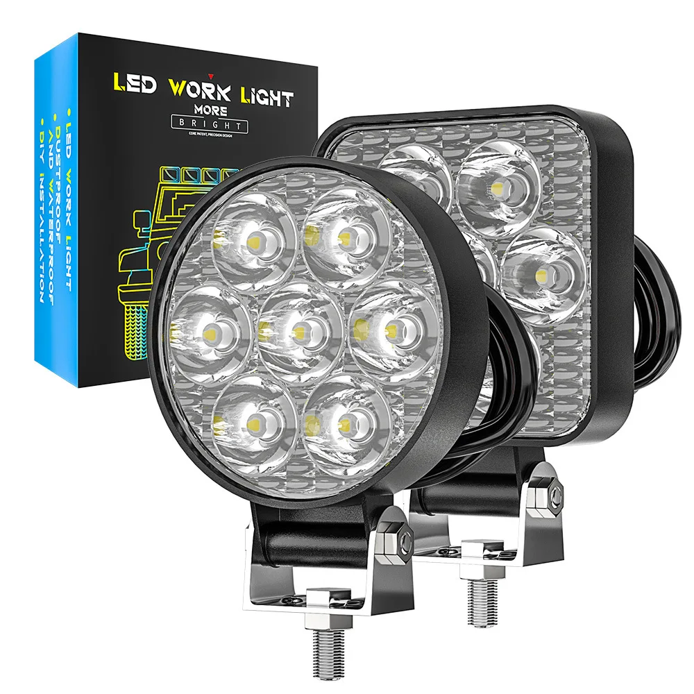 

2/4/10pcs Mini 2.5 "Square Mini Led Square Work Light Pole 7LED Cross Country Marine Spotlight 4X4 Jeep JK 4Wd Truck 9V-30V