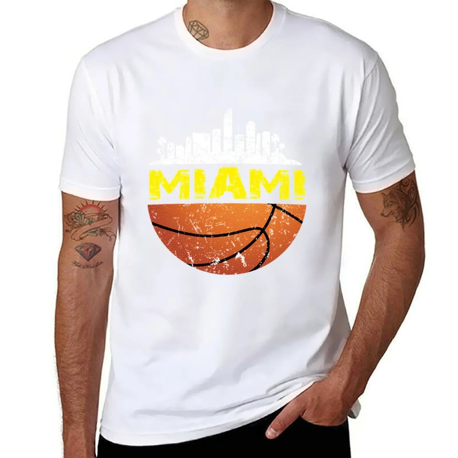 

Miami Florida Cityscape 80_s Basketball Retro T-Shirt anime t shirts for man t shirts for man graphic vintage T-Shirt