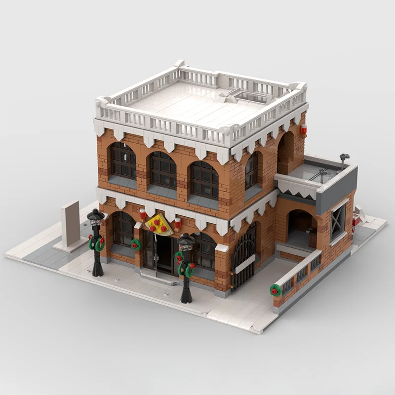 3509PCS 시티 핫셀링 스트리트 뷰 모크 윈터 빌리지 피자리아 아르테 스토어 모델 창의적인 아이디어 장난감 생일 선물 블록