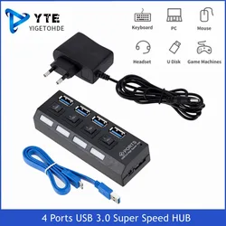 Mini USB HUB 3.0 Super Speed 5Gbps usb3.0 4 Ports HUB Portable Micro USB 3.0 HUB Splitter With External Power Adapter For PC Acc