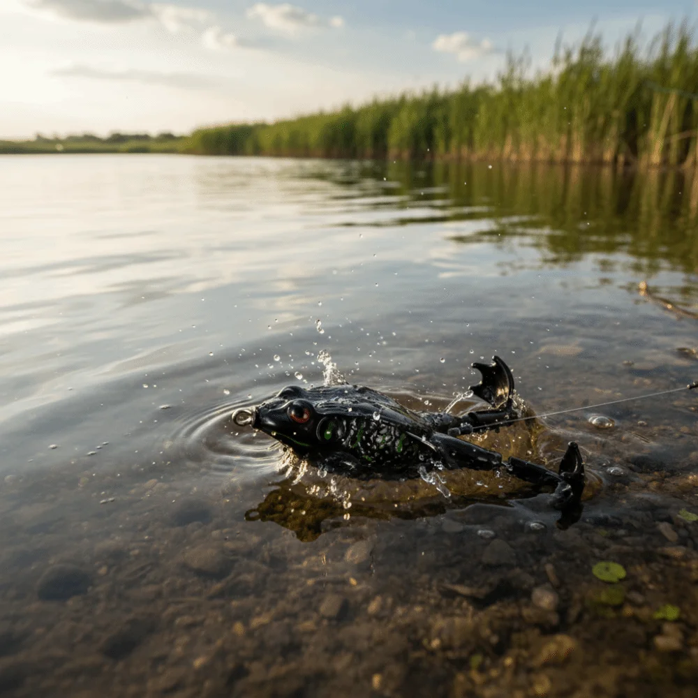 

Double Propellers Frog Lure Rotating Tail 3D Eyes Top Water Lure Floating Bait Rotating Flippers Bass Fishing Lures