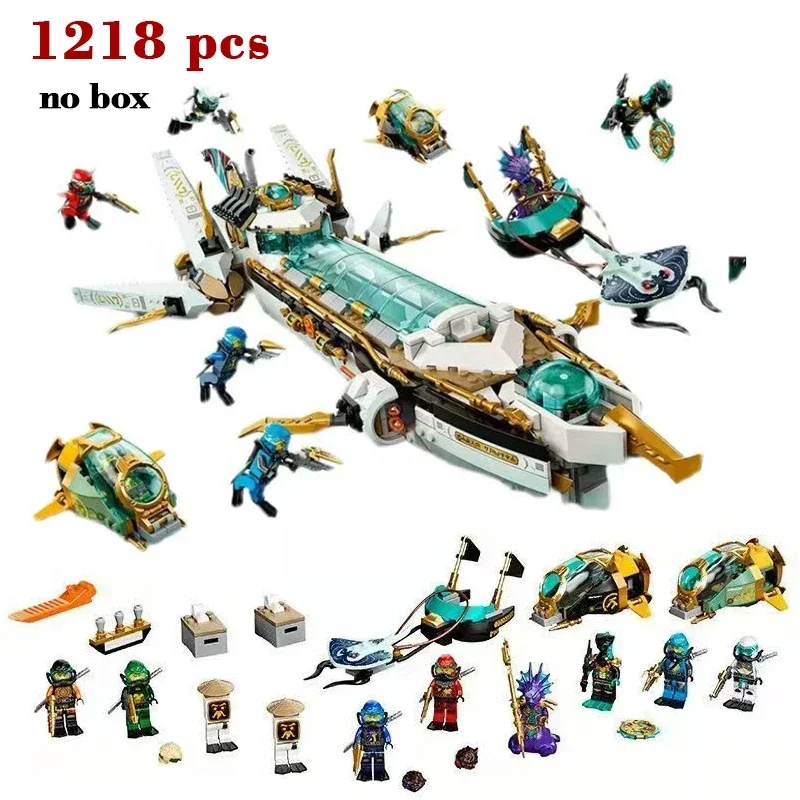 1218pcs large underwater submarine gift ship model Ninja Underwater Command Center building blocks toy display birthday gift