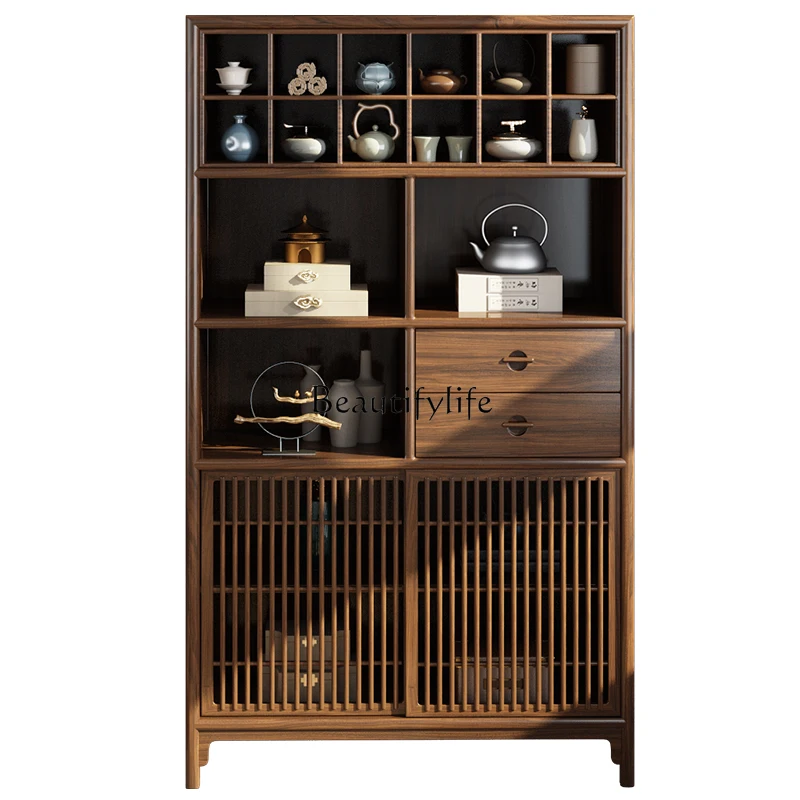

New Chinese Ebony Wood Duobao Pavilion Shelf Solid Wood Corner Cabinet Storage Tea Room