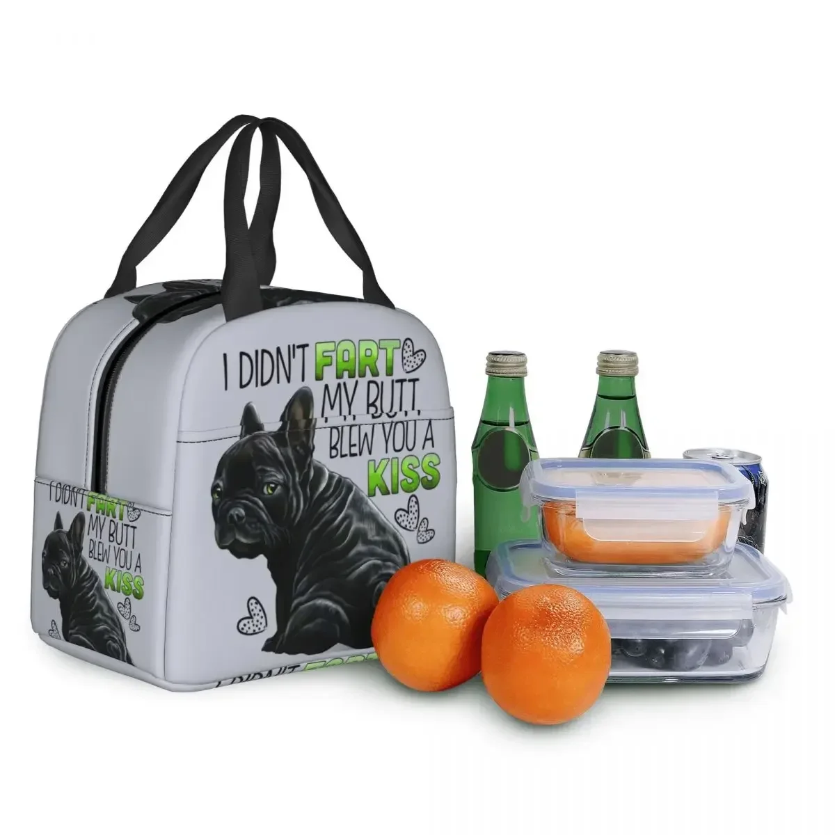 French Bulldog Insulated Lunch Bag Resuable Cooler Thermal Food Frenchie Dog Print Lunch Box For Women Work Picnic Tote Bags