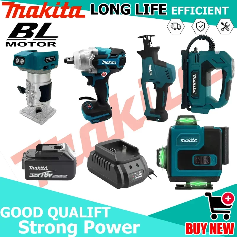 

Набор портативных зарядных устройств Makita для аккумуляторных инструментов различных моделей, включая электродрели, цепные пилы, ножи для обработки дерева