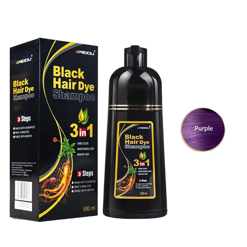 100 ml/500 ml Haarfärbe-Shampoo, 3-in-1, verdunkelndes Haar, sofort grau bis schwarz, Polygonum Multiflorum, natürliche Coloing-Abdeckung für Frauen