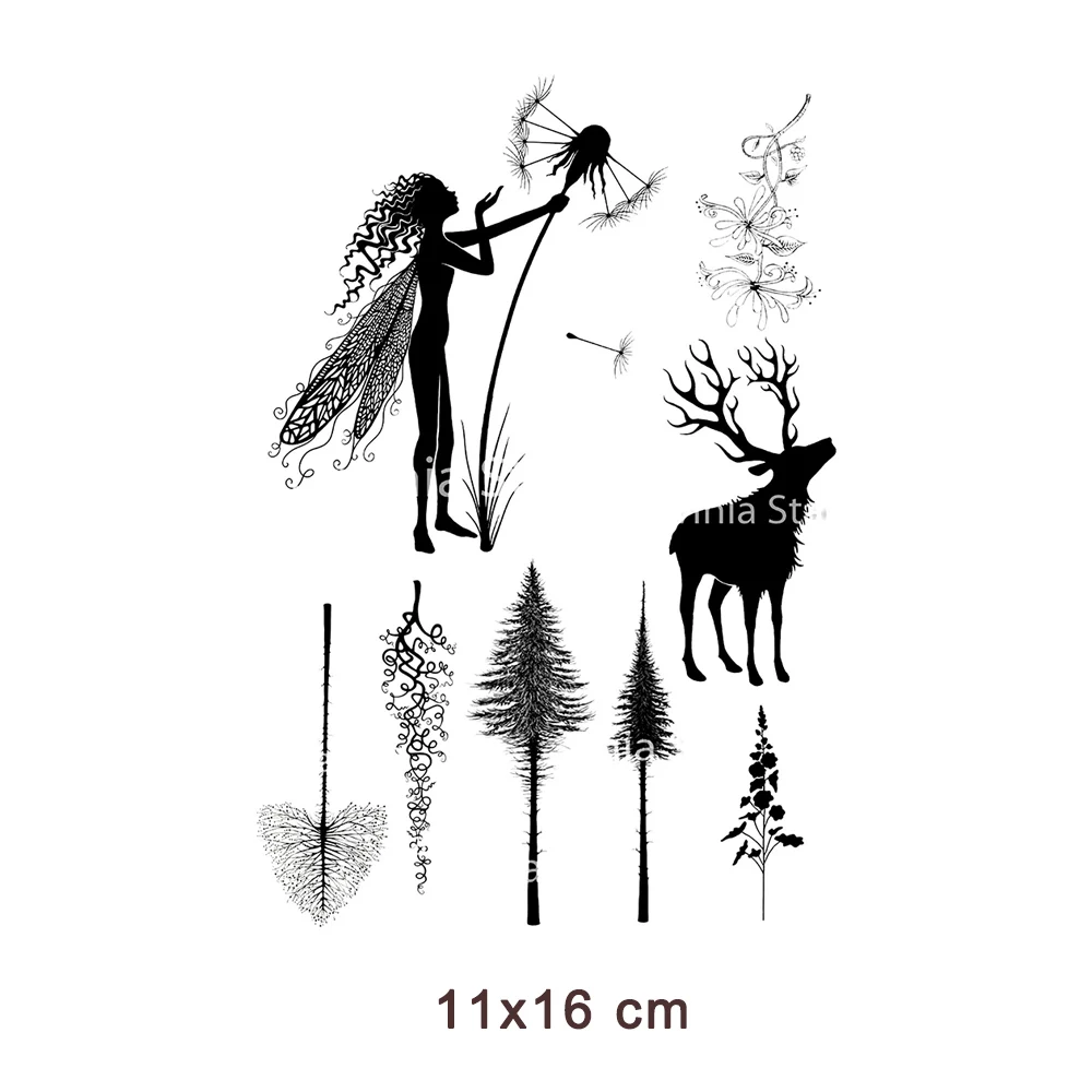 

Clear Stamps Fairy Plant Deer Tranperant Silicone Stamp for Card Making Album Photo DIY Scrapbooking Decorative Craft Supplies