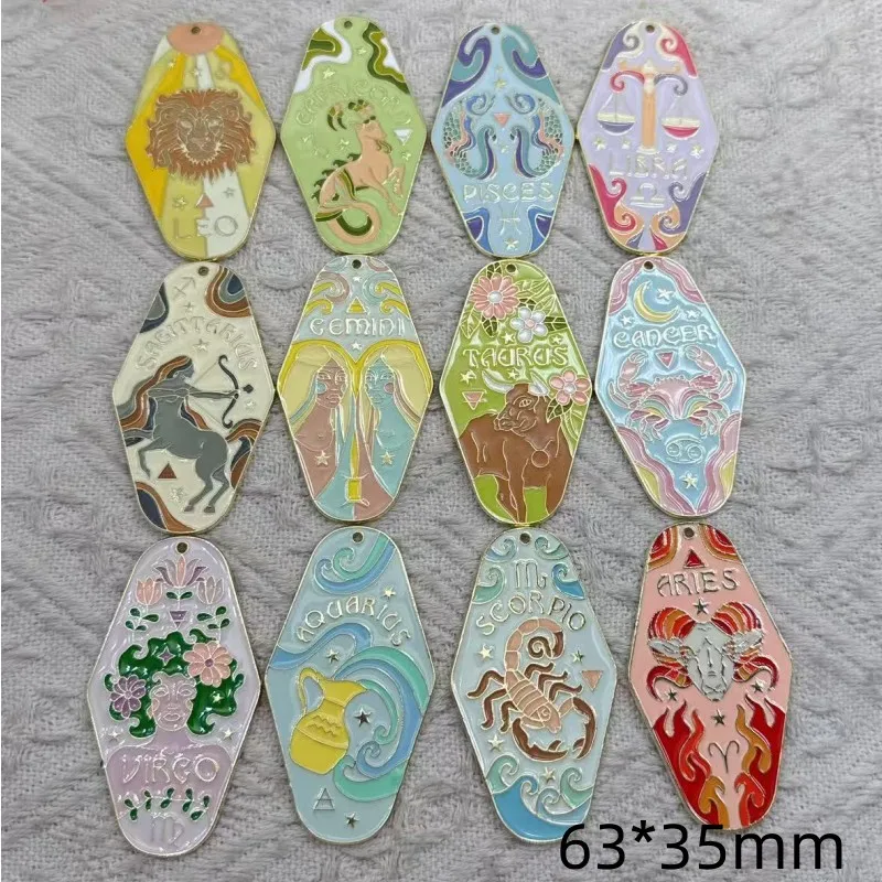 4pcs Twelve Constellations Charms Zodiac Pendant For DIY Handmade Metal Astrology Jewelry Making Accessorie
