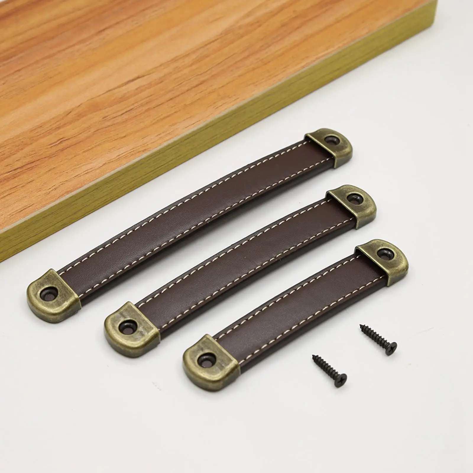 Embedded Handle PU Leather Luggage Handle for Wardrobe Kitchen