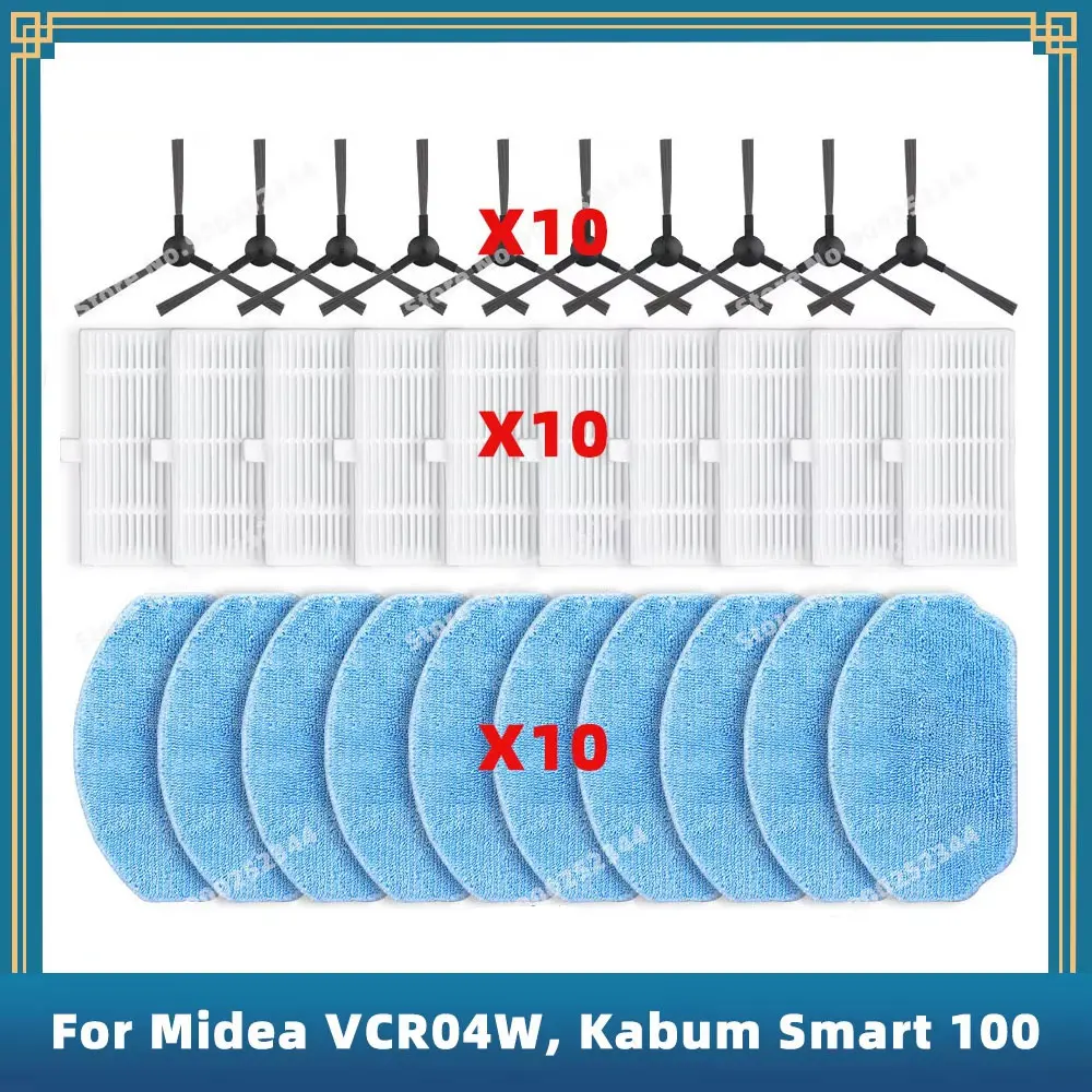 호환 가능 Midea VCR04W / Kabum Smart 100 / IRBIS Bean 0121 / 틴도우 Teendow BR151 교체 부품 액세서리 사이드 브러시 헤파 필터 걸레 천