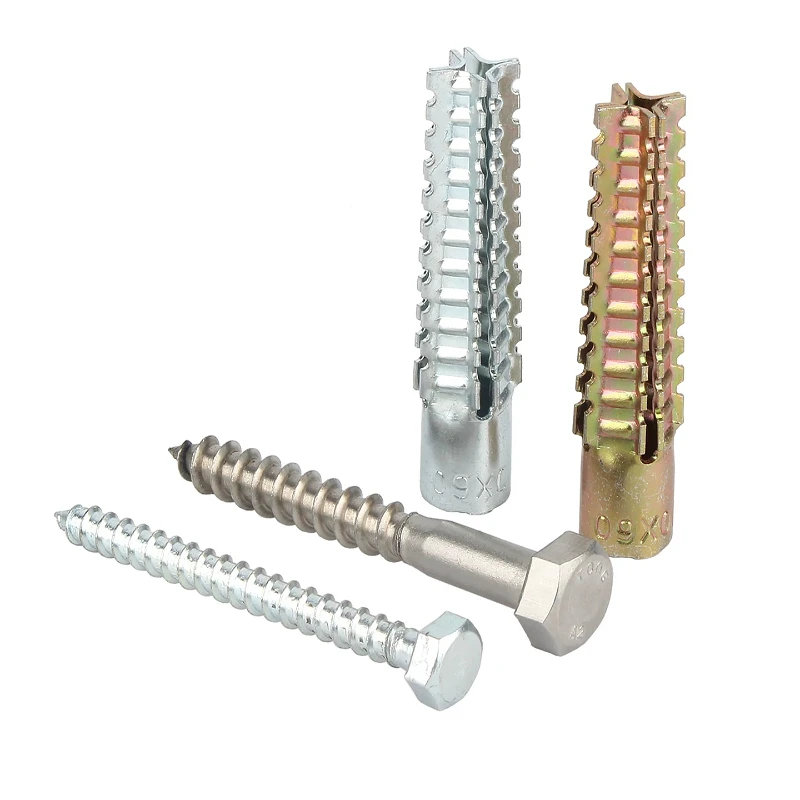 M5 M6 M8 M10 Sets of Serrated Metal Expansion Tubes Steel Wall Anchors Self-Tapping Screws And Drilling Plugs for Concrete Walls