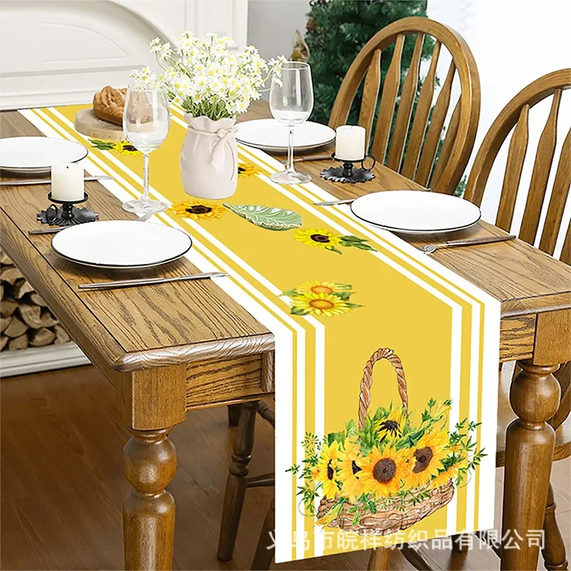 Autumn Leaf Pumpkin Table Flag Linen Printing Living Room Table Tea Table Festival Decoration Nordic  Cloth  Runner