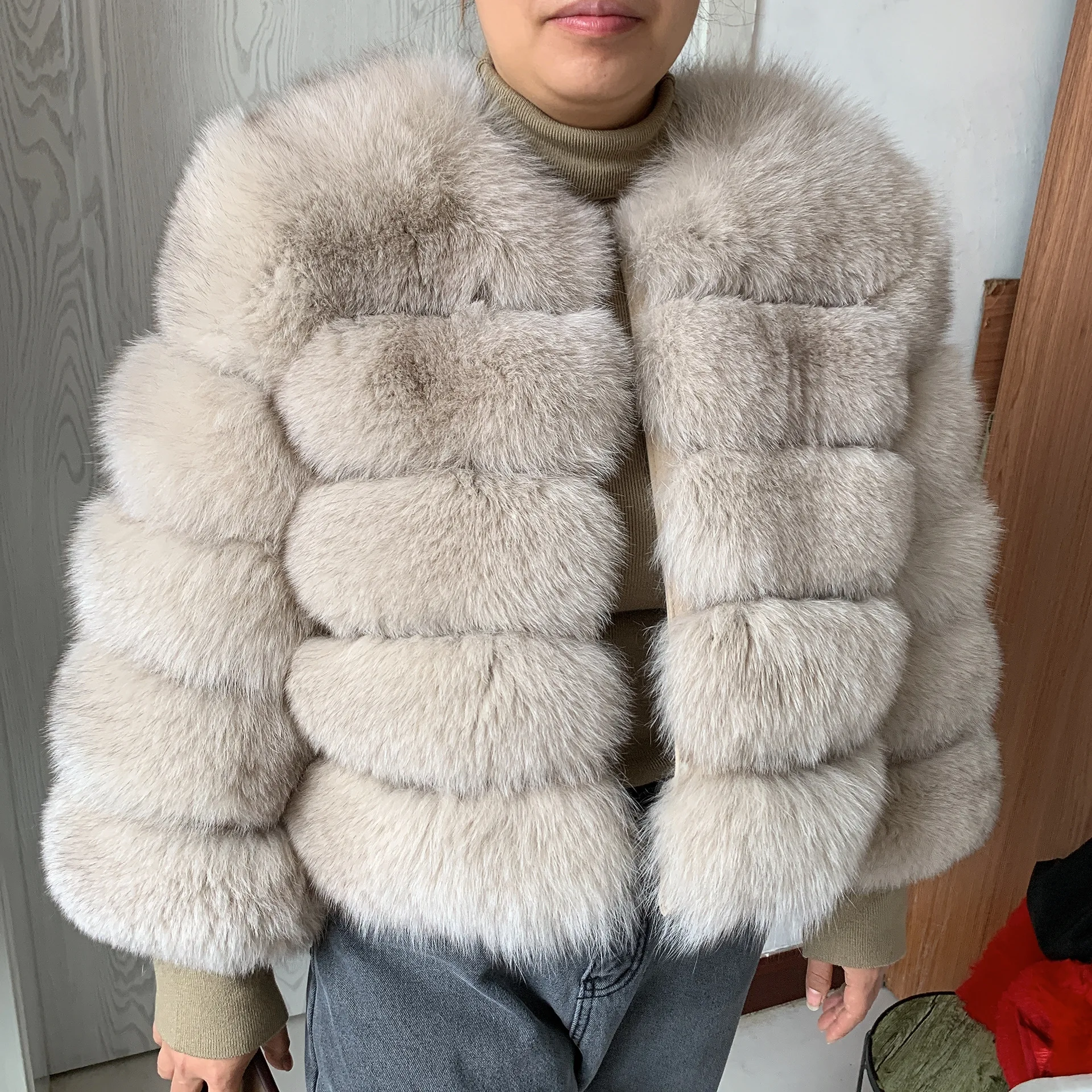 New Real Fox Fur Coat Women's Winter Warm 100% Natural Fur Jacket Short Raccoon Fur Coat Women's High Quality Hot Sale